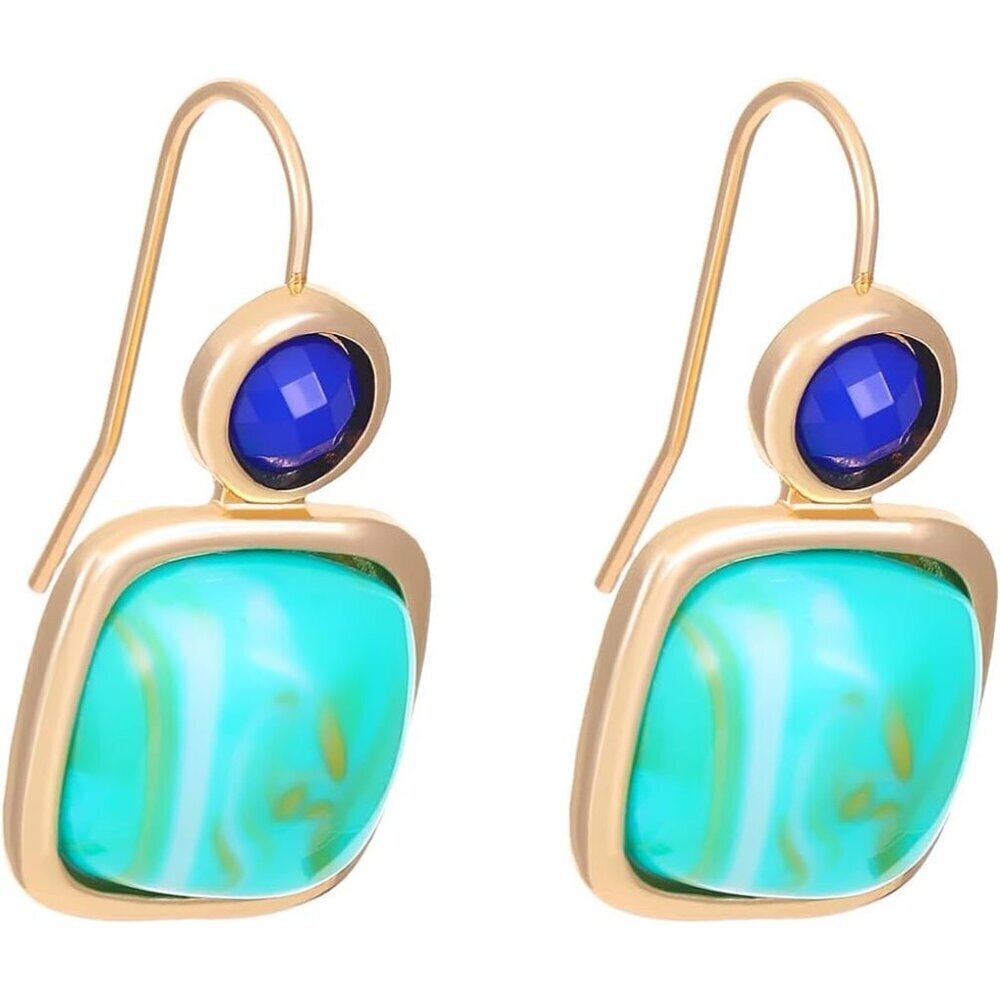 🆕 Women Gold Turquoise Dangle Earring Western Geometric Bohemian Trendy Jewelry